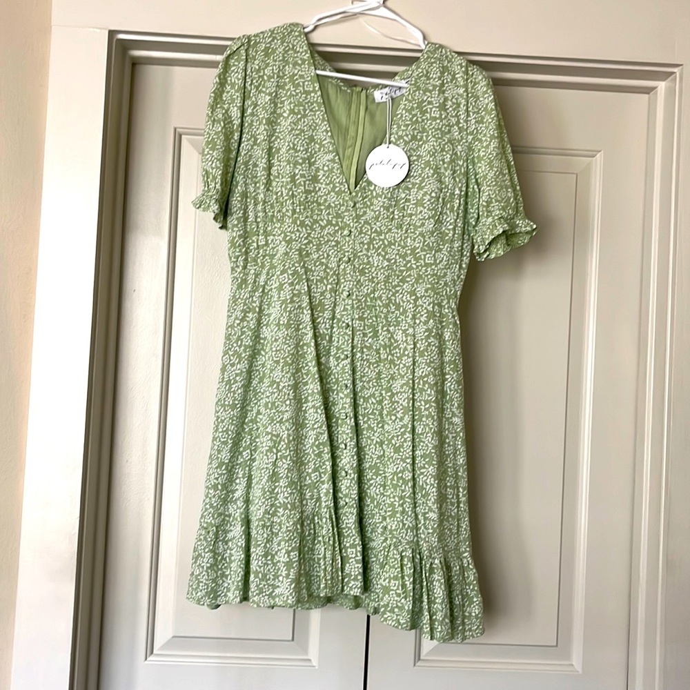Petal and Pup Green Floral Dress
